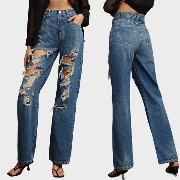 Anthropologie Pilcro The Joey High-Rise Straight Jeans Blair Wash Womens Size 27 - Picture 9 of 16